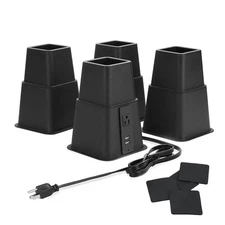 Heavy Duty Bed Risers with Power Outlet and USB, Adjustable 3, 5 or 8 Inch Be...