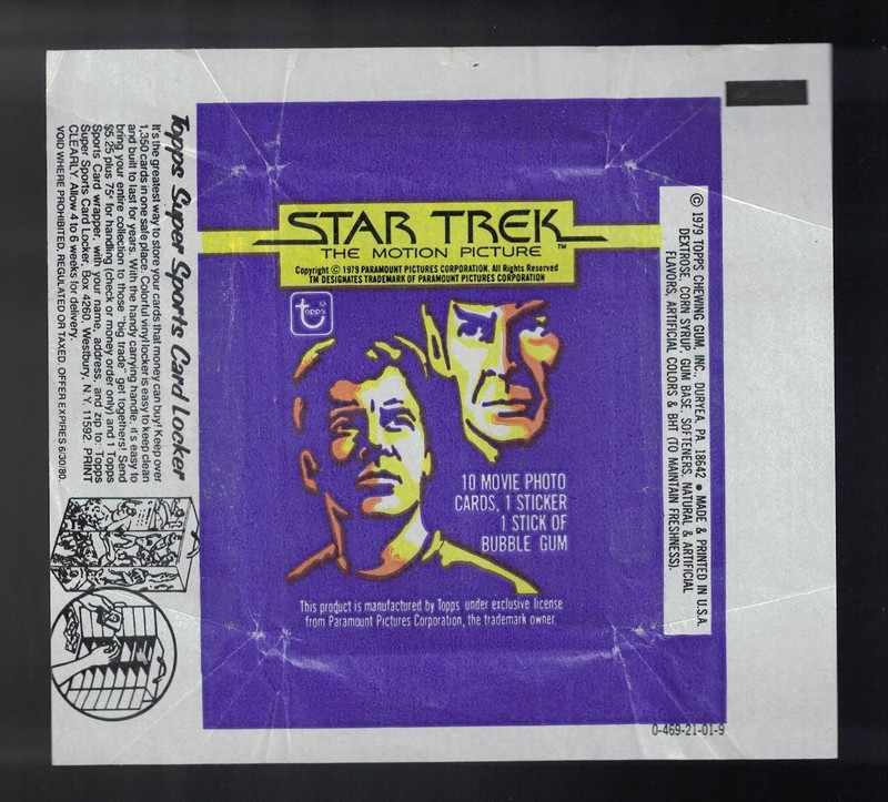 1979 Topps STAR TREK Wax Pack Wrapper Card Packaging, Empty, EX, Original Series