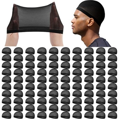 Ramede 100 Pcs Stocking Wave Cap for Men Adult Stretchy Nylon One Size, Black