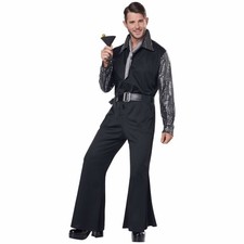 Flashy 70s Jumpsuit Metallic 1970s Disco Hippie Retro Party Adult Mens Costume