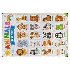 Animals Name Kids Educational Area Rug Learning Words Play Mat Classroom Carpet