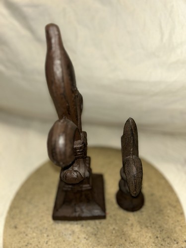 Vintage ARCHITEKTUR GUSSEISEN FLEUR-DE-LIS ENDSTÜCK Set/2 Sm/Lg 10”/6,5” Türstopper - Bild 8 von 14