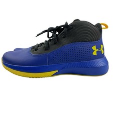 UNDER ARMOUR Youth Basketball Shoes Boys Size 5Y Blue Black Yellow 3022313-400