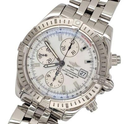 Breitling Chronomat Evolution White MOP Dial Chronograph 44mm Steel Watch A13356