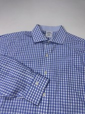 Brooks Brothers Classic Dress Shirt Men's 16-34 Blue Plaid Non-Iron Professional
