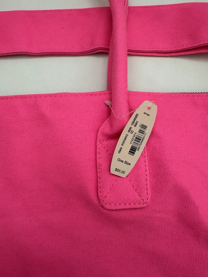 Victoria's Secret Weekender Tote Bag Hot Pink Canvas Duffle NWT - Image 4 of 4