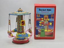Rocket Ride Carousel Schylling 2000 Vintage Tin Toy In Original Box
