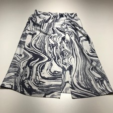 A New Day Womens Size M Slip Skirt Marbled Gray Pull On Midi Split Hem Ruched