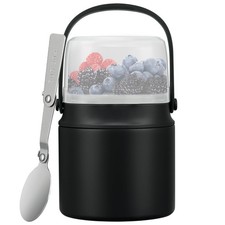 2-in-1 Insulated Food Jar with a Snack Container - 15oz Kids Soup Thermos for...