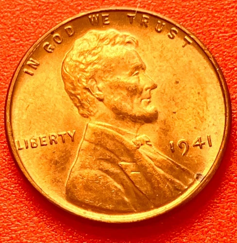 1941-P Lincoln Wheat Cent Penny GEM RED BU From an Original Bank Roll