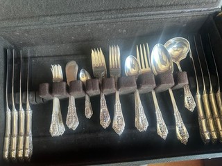 SET POSATE WALLACE ROSE POINT 8 POSTI 59 PEZZI ARGENTO STERLING SENZA PREZZO DI RISERVA!