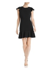 Jaygodfrey Womens Black Short Sleeve Short Fit + Flare Evening Dress Size: 10