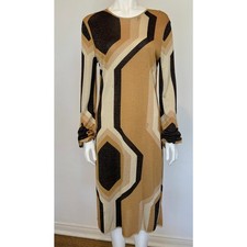 F/W 2000 Gucci by Tom Ford Gold Lurex Geometric Disco Stretch Shift Dress