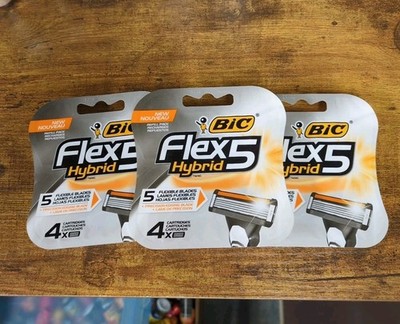 3 pack BIC Flex5 Hybrid 5 Blade Razor Refills, 4 Count each