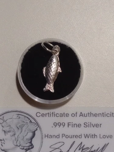 FISH .999 SILVER Hand Poured Wearable Bullion 1.5 Grams SOLID SILVER