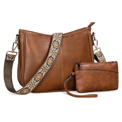 molshine Borsa a tracolla da donna, in pelle PU, con tracolla larga