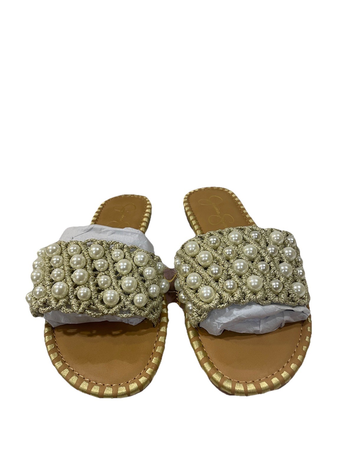 PANTOFOLA D’ORO Sandali donna Jessica Simpson Brennara sandalo oro morbido taglia 8 M