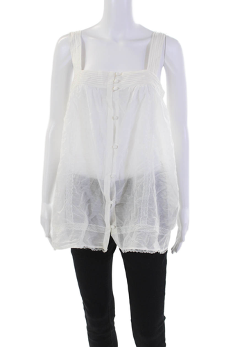 Joie Womens Sleeveless Square Neck Button Front Top White Cotton Size Medium