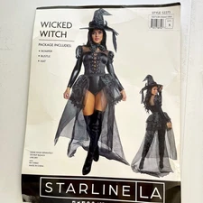 Starline LA Women's Wicked Witch Halloween Costume NEW Size S Black Glitter