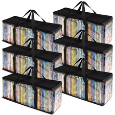 DVD Storage Bags 6 Pack DVD Storage Holder Case Clear PVC Media Holder W/ Handle