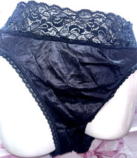 Vintage Second Skin Satin String Bikini Panties Sz Medium Black