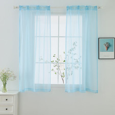 Sky Blue Sheer Curtains, 52"W x 84"L, 2 Panels for Bedroom  Living Room