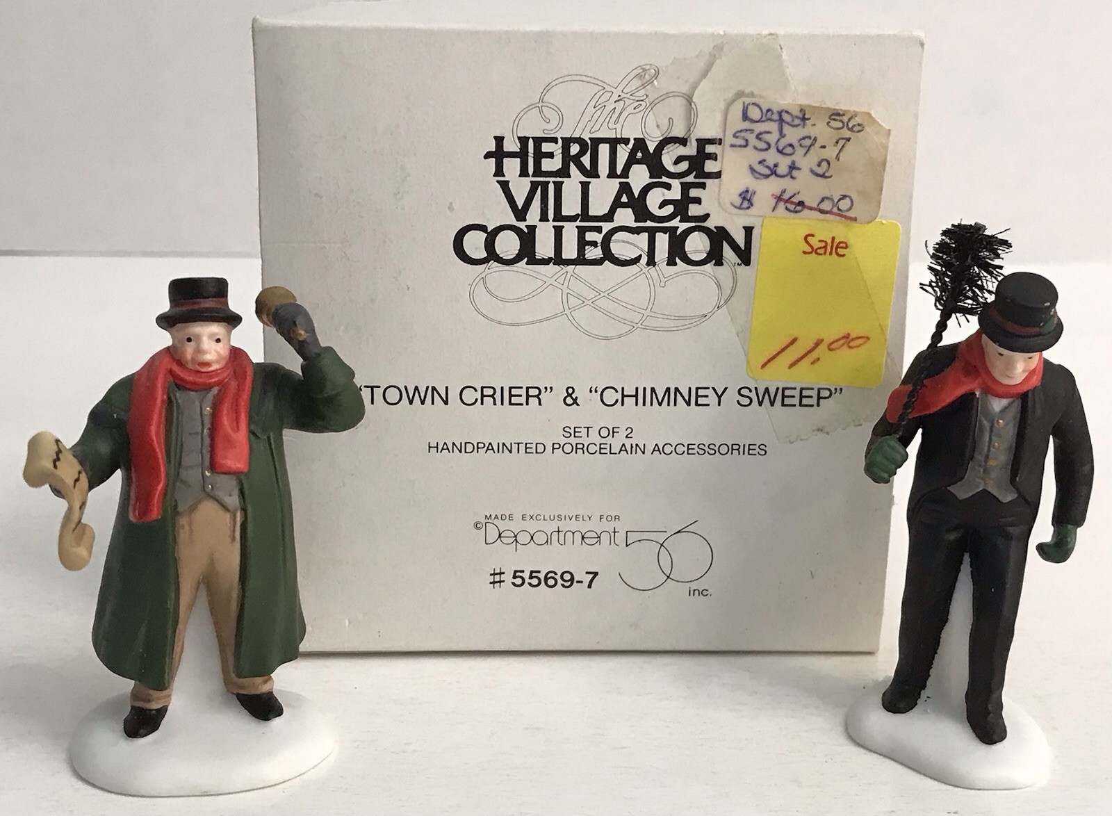 Dept 56 Christmas Village Town Crier and Chimney Sweep Collectible Figurine 5569-7