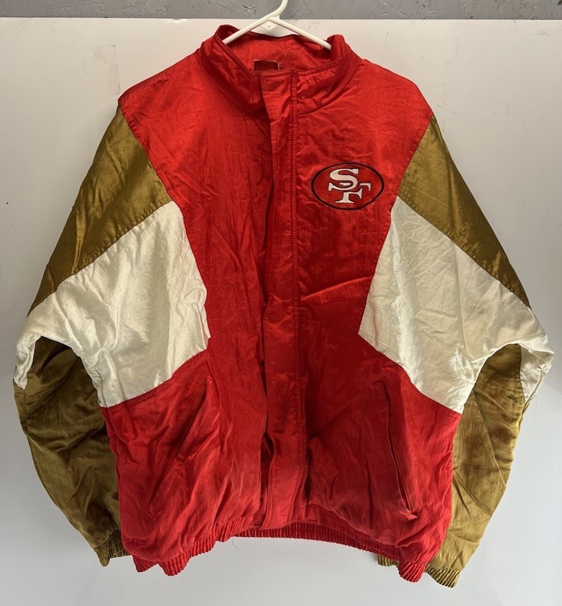 NFL San Francisco 49ers ジャケットAPEX ONE Vintage 49ers Apex One NFL Jacket L Red Gold White Stains Wear