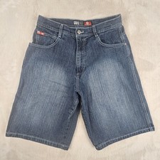 VTG Southpole Blue Denim Shorts Jorts Hip Hop Skater Red Tab Y2K Baggy Size 34