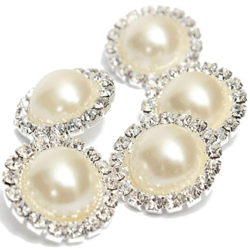 20Pcs 18MM Rhinestones Pearl Buttons Faux Pearl Embellishments Jewelry Making - Picture 9 of 11
