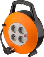 Goobay 71354 Kabeltrommel 15 M Orange-Schwarz Mit 4 Schutzkontakt-Steckdosen Und