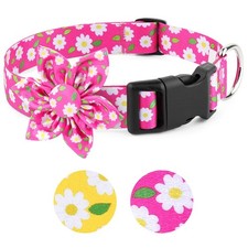 Girl Dog Collars For Large Dogs Pink Floral Bloom Decoration Soft Daisy L