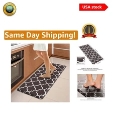 Ergonomic Anti-Fatigue Kitchen Mat 39”x17.3” - Non-Slip Floral Rug in Chocolate