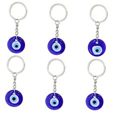 Honbay 6PCS Turkish Blue Evil Eye Keychain Glass Keychain Good Luck Keychain