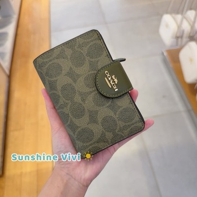NWT Coach Medium Corner Zip Wallet In Signature Canvas CW786 Gold