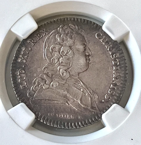 1717 France Louis XV Silver Jeton Medal F.3861 NGC AU 53 - 95691
