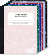 ONAVIA Composition Notebook Wide Ruled 6 Pack, 200 Pages 100 Sheets , 9-3/4 x 7