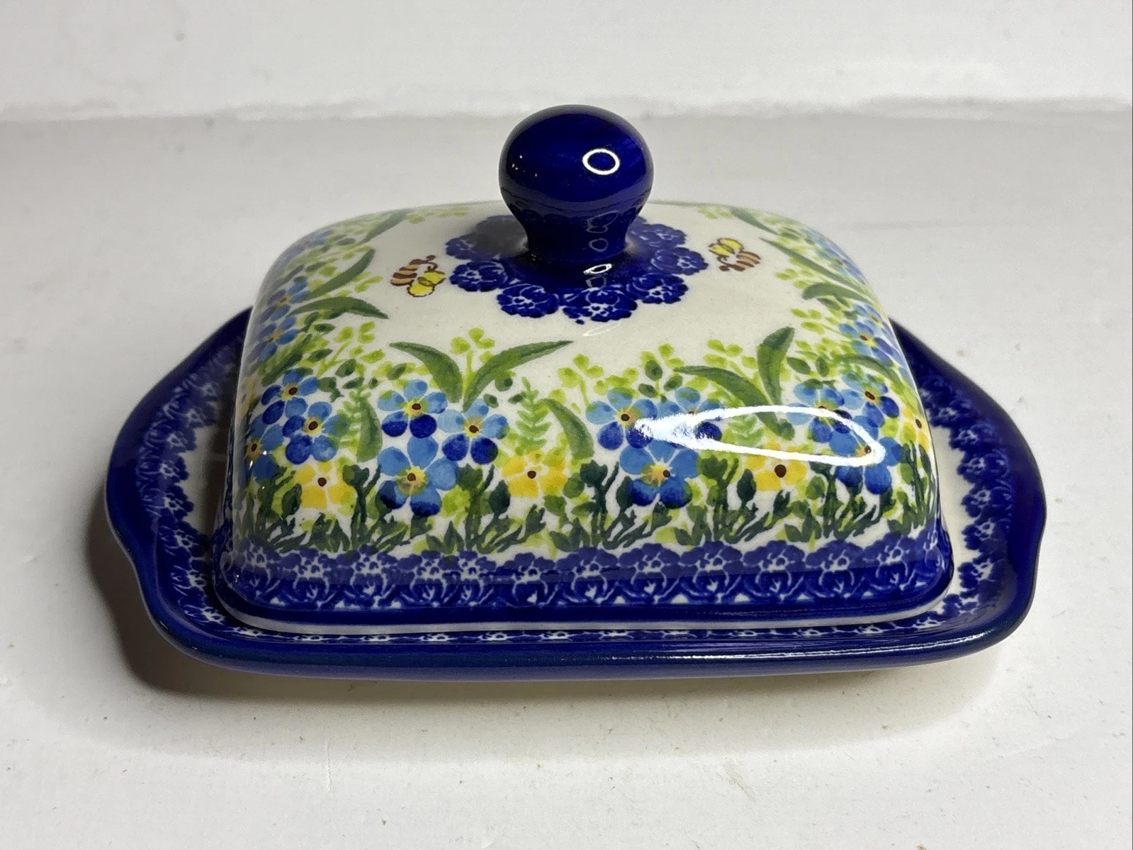 Polish Pottery Large Butter Dish Unikat Kalich Lidia's Pottery Queen Bee NEW