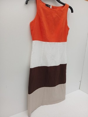 Festtagskleid aus reinem Leinen komplett gefüttert mit Reißverschluss hinten Damen UK 10 P2P 17''.