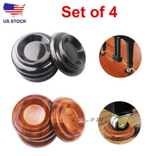 NEW Black/Wood Grain Piano Caster Cups Floor Non-slip Protector - 4" Set of 4 
