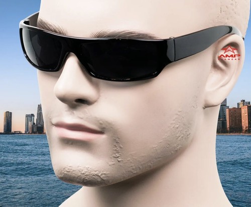 Gangster Style Sunglasses Slim Cholo Wrap Super Dark OG LOC Black Glossy 555 - Picture 3 of 4
