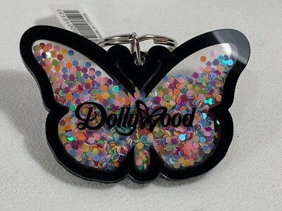 2 DollyWood Confetti Butterfly Double Sided Key Chain Chains Stocking Stuffers