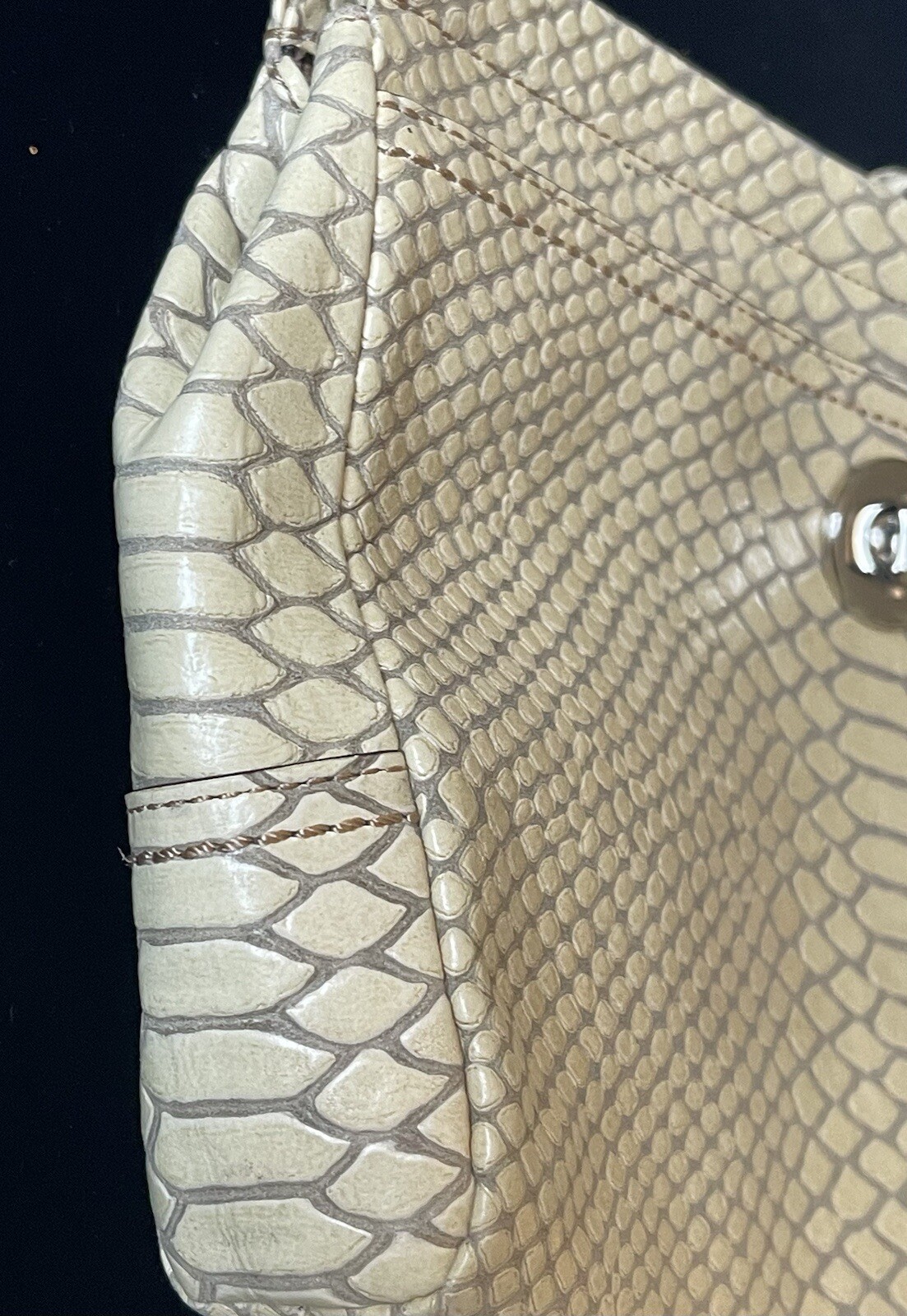 COACH Beige Leather Python Stamped Medium Clutch … - image 11