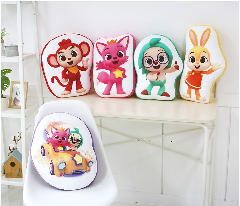 Wonder Star Car Pinkfong Hogi Jenny Poki Line Print Cushion