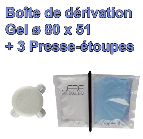 Boîte de dérivation étanche IP65 avec gel isolant 80x80x45mm gris