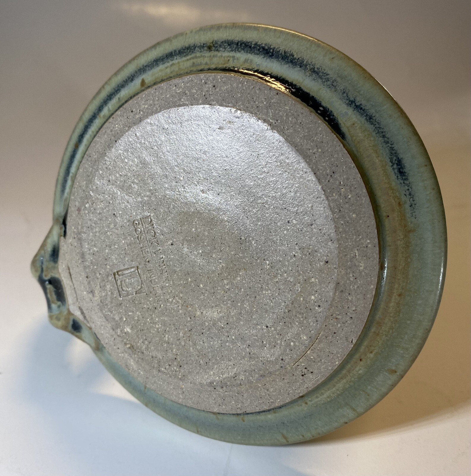 Art Pottery by Dick Lehman Glazed Handled Oil Lamp Goshen Indiana AS IS