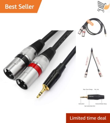 3.5mm to Dual XLR Stereo Cable 1/8 inch Mini Jack to 2 XLR Male Y Splitter
