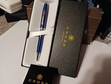 VERY RARE CROSS CLASSIC BLUE AND POLISHED CHROME BALLPOINT PEN NEW GIFT