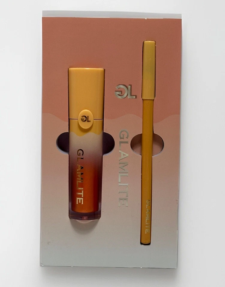 Glamlite Dessert Lip Gloss Oil Hybrid +Velvet Liner Kit Peach Sorbet Peachy-Nude - Image 2 of 4