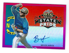 BRYCE JARVIS 2020 LEAF METAL DRAFT STATE PRIDE ROOKIE AUTO /20